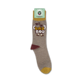 Product shot of 'Rock the Dad Bod' socks on their packaging.