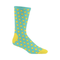 Teal crew socks with a yellow star pattern.  A Walking Dead Ezekiel inspired design.