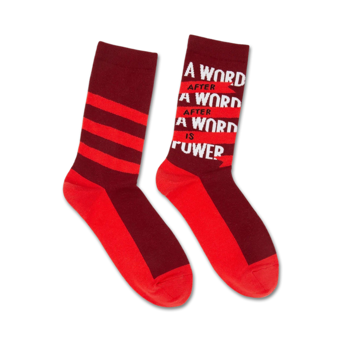  red and maroon crew socks: margaret atwood a word is power   }}