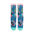 Back view of 'Anne of Green Gables' socks, showcasing the full design and teal heel and toe.