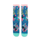 Back view of 'Anne of Green Gables' socks, showcasing the full design and teal heel and toe.