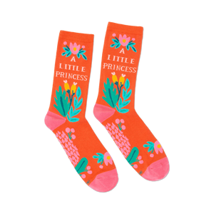 front view of two orange socks with 