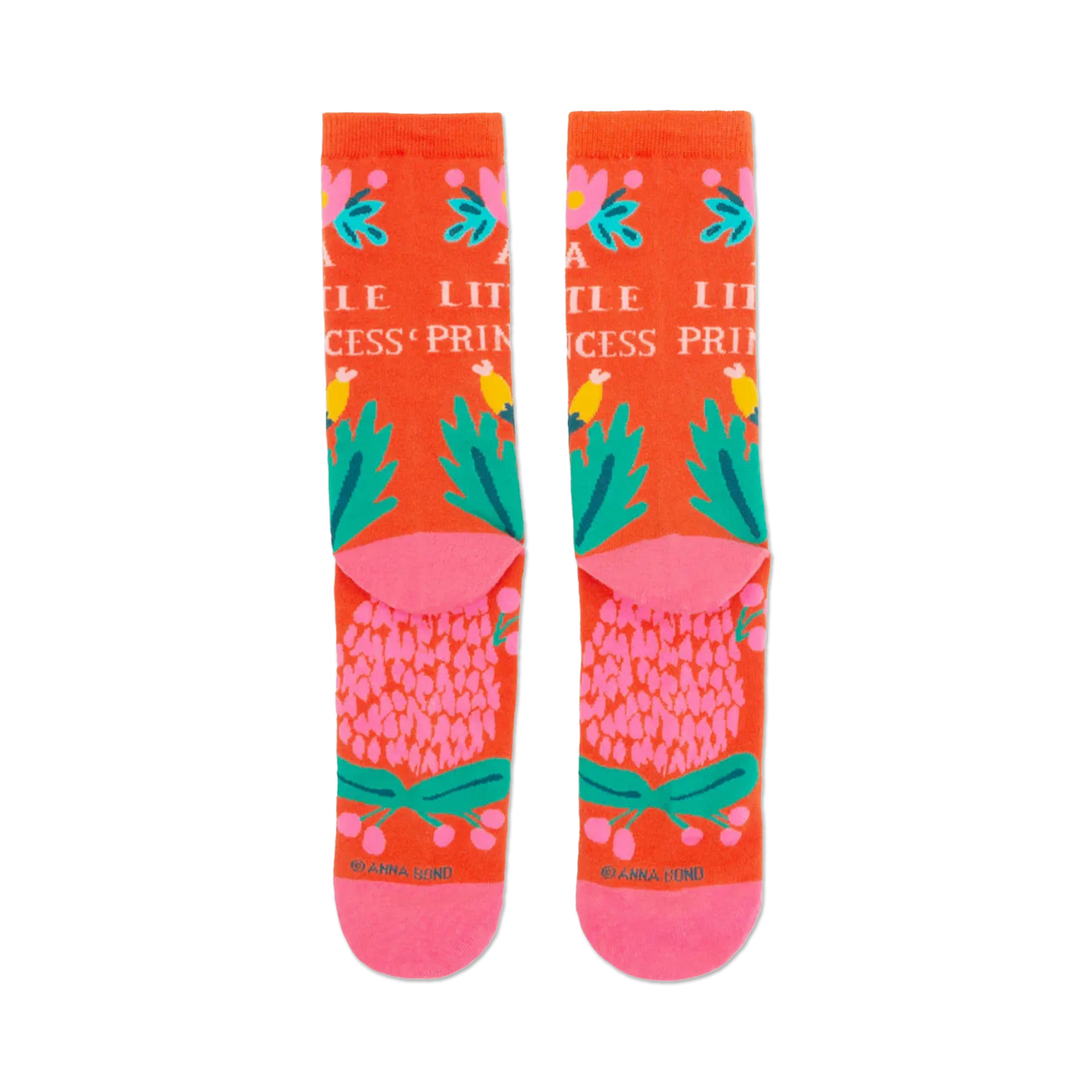 Back view of the 'A Little Princess' socks, showcasing the design details on the heel and toe.