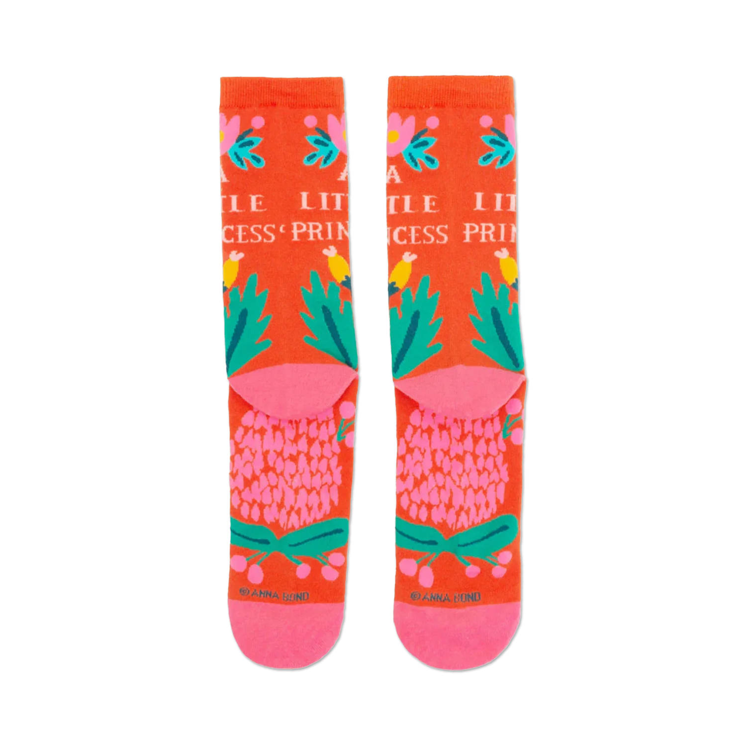 Back view of the 'A Little Princess' socks, showcasing the design details on the heel and toe.