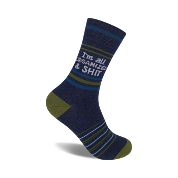 i'm all organized and shit funny themed mens & womens unisex blue novelty crew socks