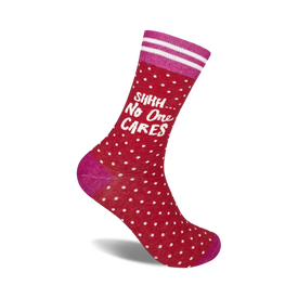 shhh no one cares funny themed mens & womens unisex red novelty crew socks