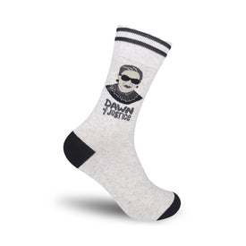 rbg: dawn of justice political themed womens white novelty crew socks