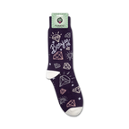 Product shot of 'Boujee AF' socks on their packaging. Shows full sock design.