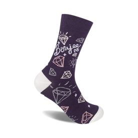 boujee af funny themed mens & womens unisex purple novelty crew socks