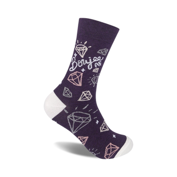 boujee af funny themed mens & womens unisex purple novelty crew socks