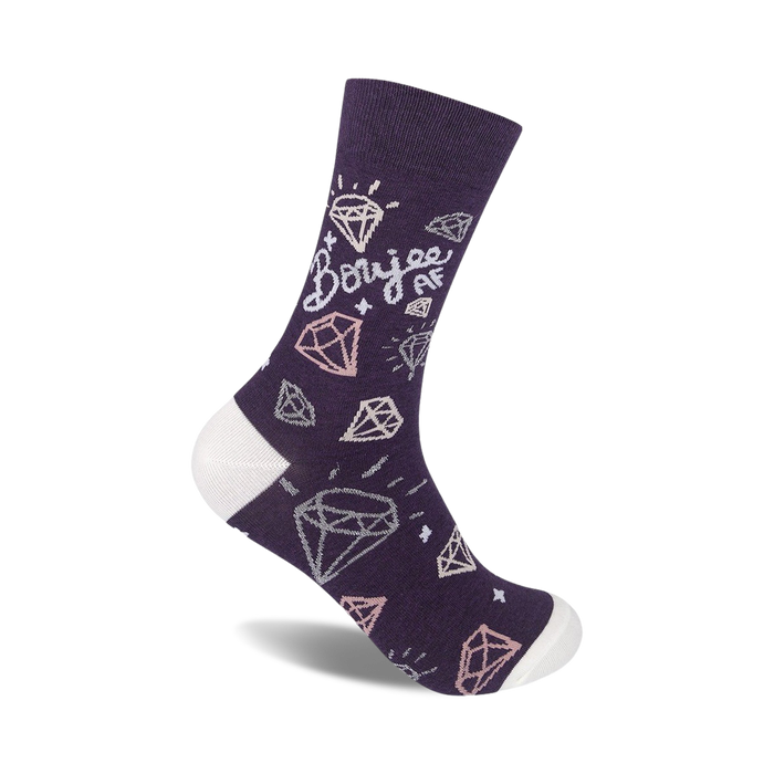 purple crew socks, 