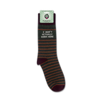 Packaging shot of the 'I Don't Actually Work Here' socks. Shows the socks on their card.