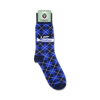 Lifestyle shot of 'I Hate Mondays' socks on a person's foot. Shows the socks in context.