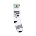 Product shot of 'Nursing Is My Jam' socks on their packaging.