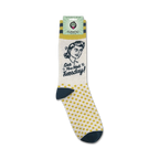 Product shot of 'See You Next Tuesday' socks on their retail packaging.
