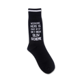 Close-up of 'Get Rich Slow' socks showcasing the detail of the text.