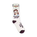 Product shot of 'Amazingly Enough' socks displayed on a white background. Shows sock's packaging.