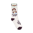 Product shot of 'Amazingly Enough' socks displayed on a white background. Shows sock's packaging.