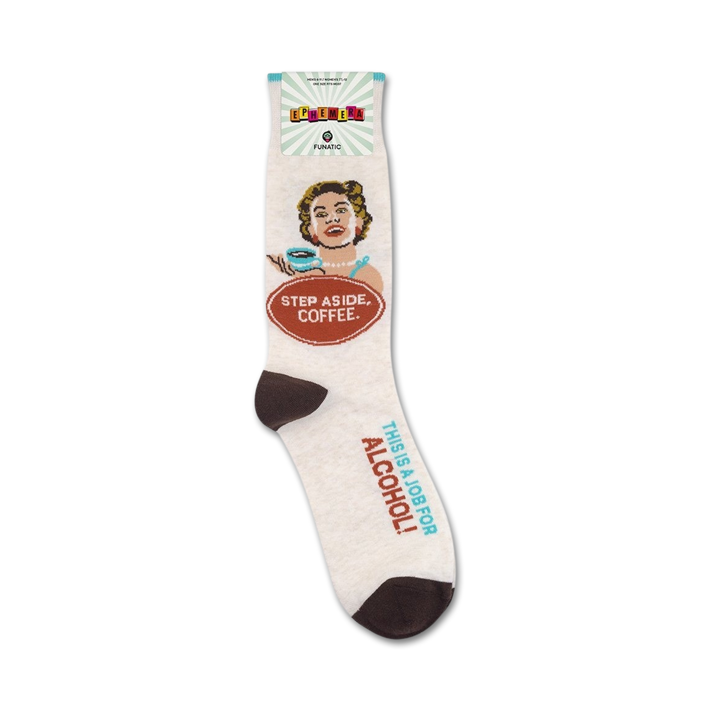 A close-up of the Step Aside socks on a retail display card.