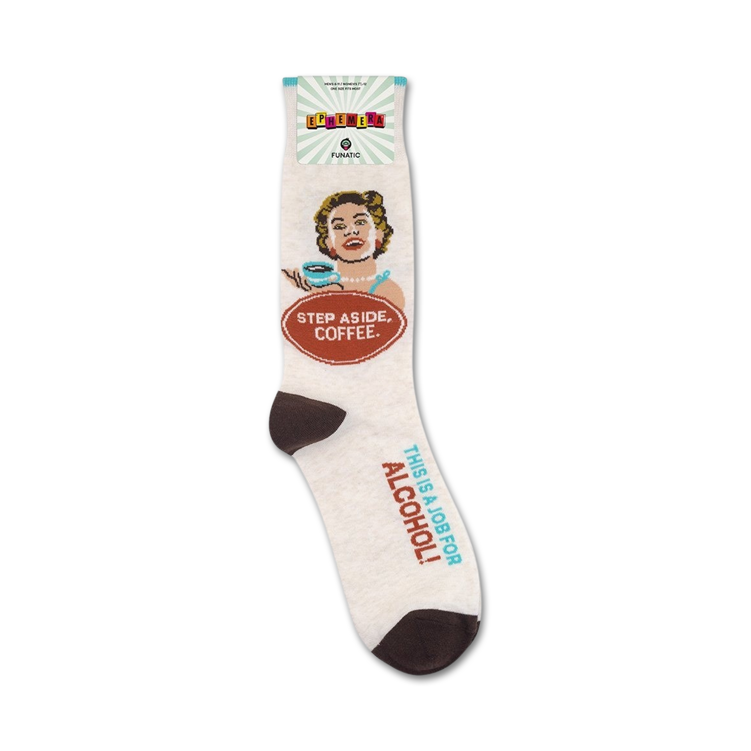 A close-up of the Step Aside socks on a retail display card.