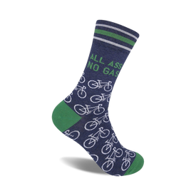 all ass. no gas bicycle themed mens blue novelty crew socks
