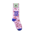 Lifestyle shot of Book Club Babe socks, showcasing their design and fit on a model's foot.