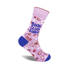 book club babe books themed womens pink novelty crew socks
