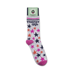 Trophy Wife socks shown on their packaging, ready to be gifted.