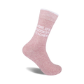 A pair of blush-pink crew socks with the text 'World's Goodest Teacher' in white.  Soft, comfy cotton.