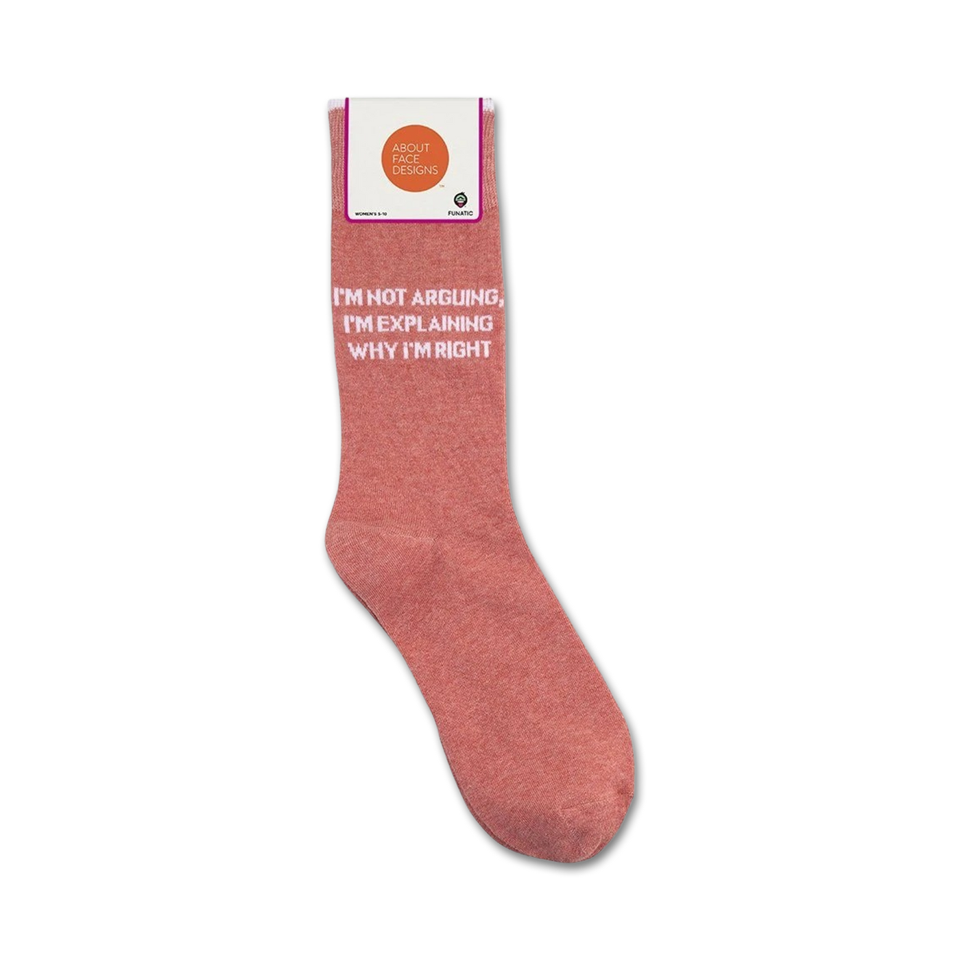 Lifestyle flat lay product shot showcasing a pair of 'I'm Not Arguing...' socks.