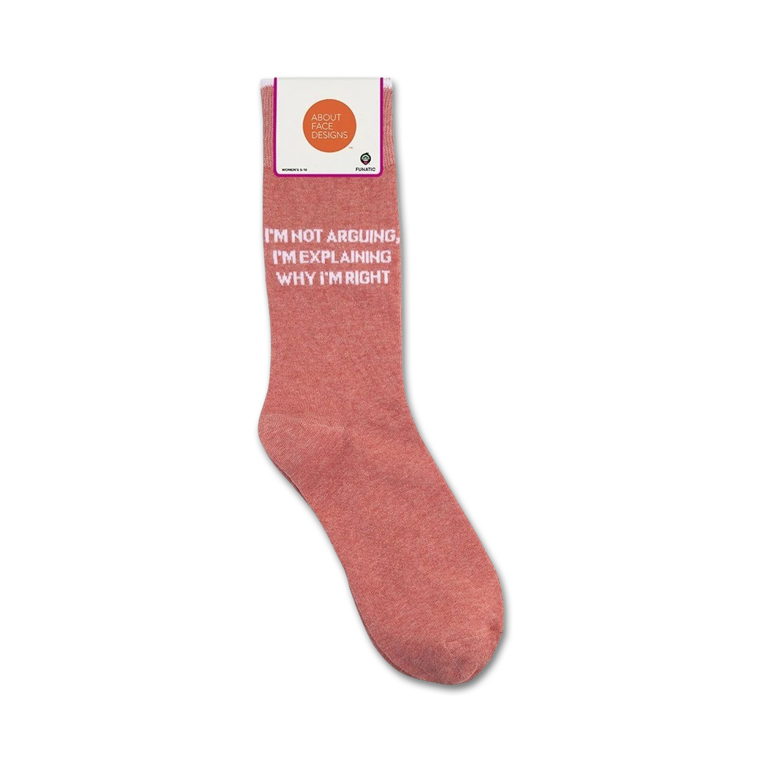 Lifestyle flat lay product shot showcasing a pair of 'I'm Not Arguing...' socks.