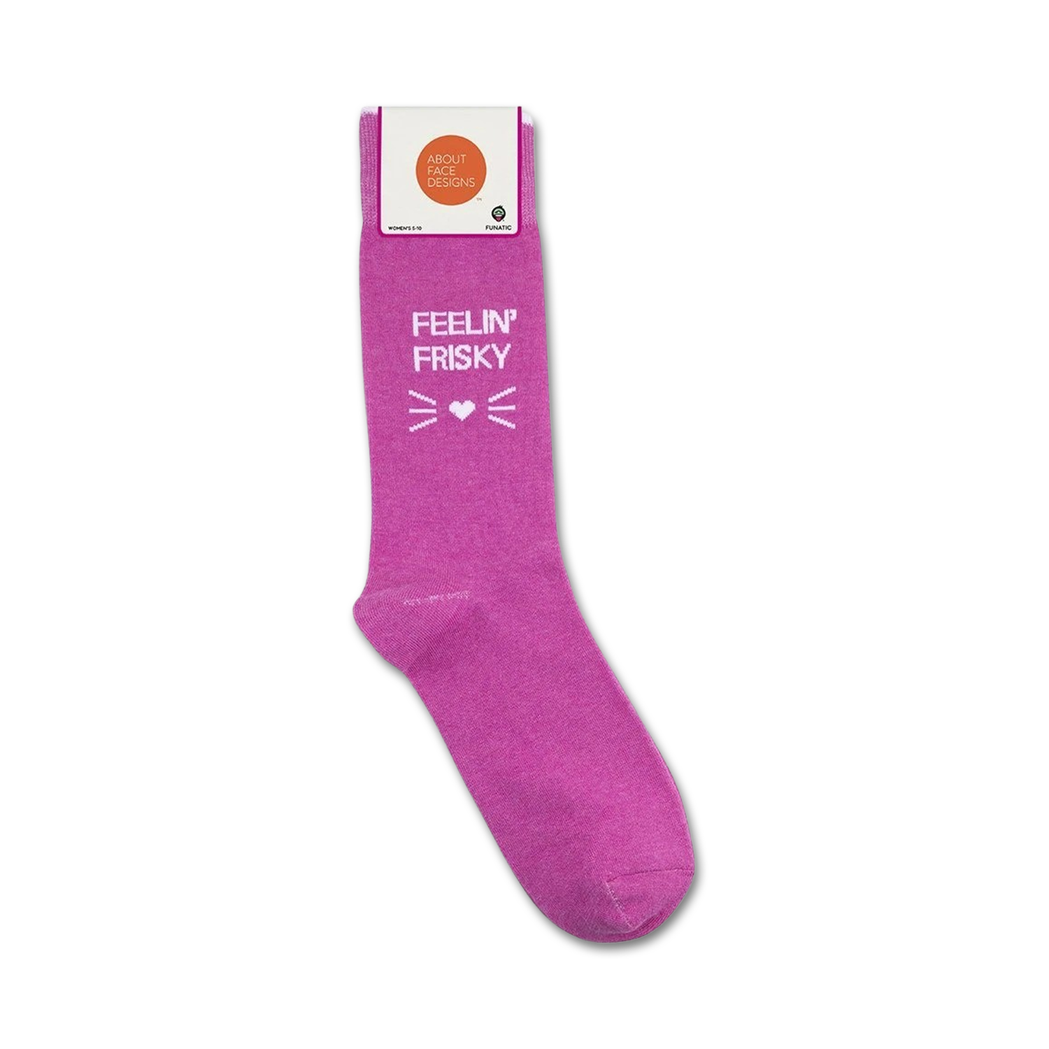 A lifestyle shot of the 'Feelin Frisky' socks on a person's feet.