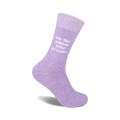 Lavender crew socks with the text 'The Tiny Humans Stole My Sanity' in white. 