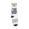 Packaging shot of 'Piano Is My Jam' socks showing the socks on a card.