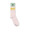 Close-up of 'Bride's Bestie' socks on a retail display card.