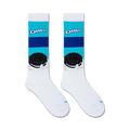 Flatlay product shot of a pair of Oreo compression socks on a white background.