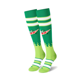 mountain dew mountain dew themed mens & womens unisex green novelty knee high socks