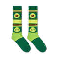 Flat lay product shot of a pair of avocado socks.