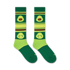 Flat lay product shot of a pair of avocado socks.