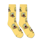 Flat lay product shot of Spongebob Surprised Bob socks showcasing the full design.