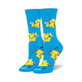 spongebob chicken bob spongebob themed womens blue novelty crew socks