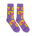 A full view of the Spongebob Savage Patrick socks, showing the purple and yellow pattern with Patrick's face.