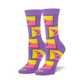spongebob savage patrick spongebob themed womens purple novelty crew socks
