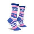 Lifestyle shot of Pez Stripe socks on a model's feet.