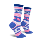 Lifestyle shot of Pez Stripe socks on a model's feet.