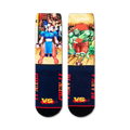 Flatlay showcasing the Street Fighter Chun-Li vs. Blanka crew socks, highlighting the full design.