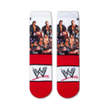 Close-up of Attitude Era wrestling socks showing the detail of the wrestler images and WWE logo.
