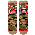 Flatlay showcasing a pair of Warplane Camo socks, highlighting the sock's design and color details.