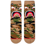 Flatlay showcasing a pair of Warplane Camo socks, highlighting the sock's design and color details.