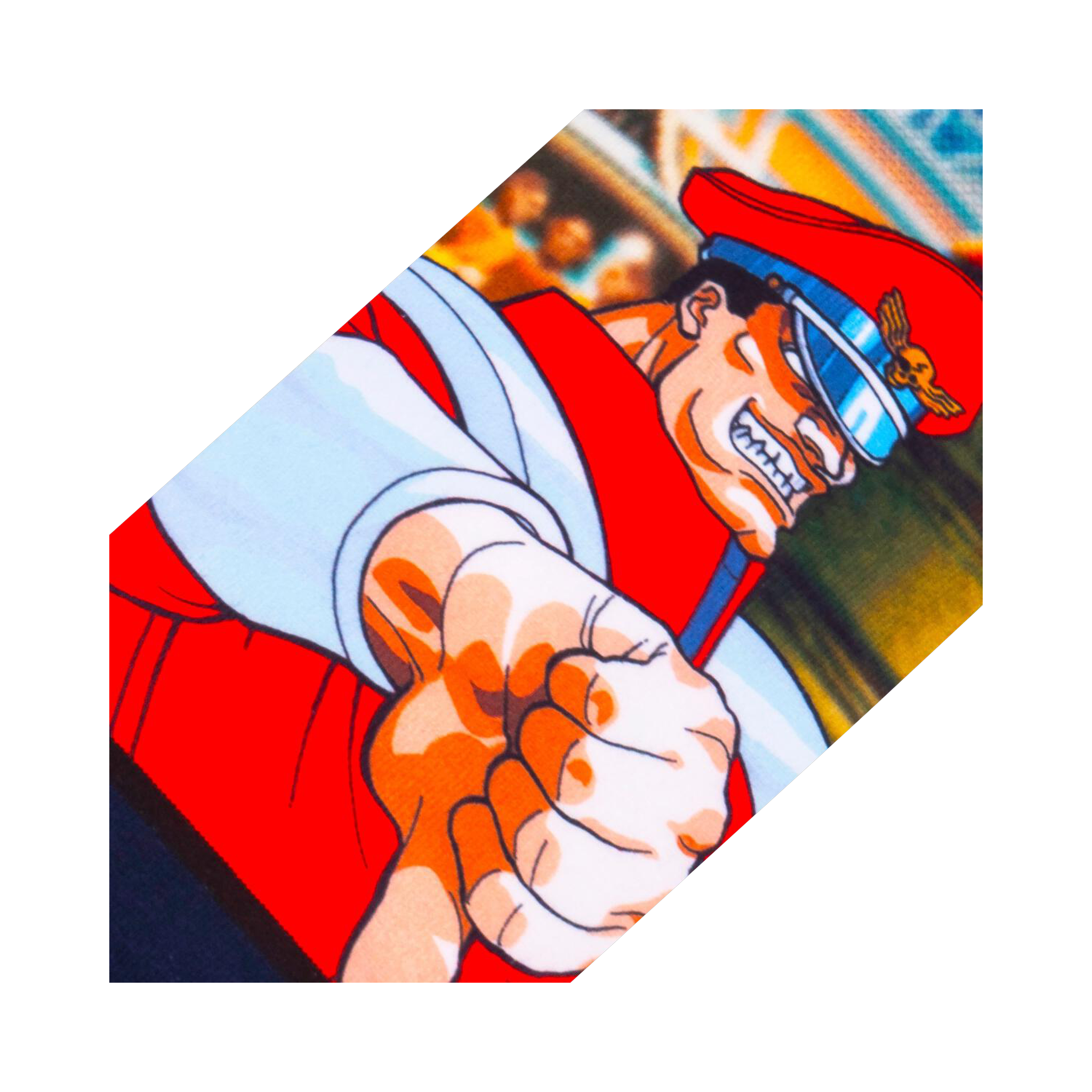 Detailed close-up showcasing M Bison's fist on the sock.